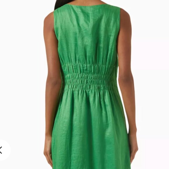 Tory Burch Pleated Midi Dress in Linen - Picture 6 of 12